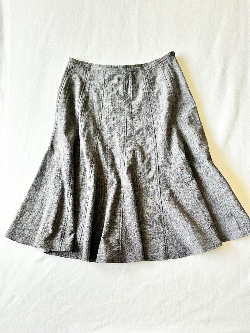 Larry Levine Women Stretch Midi A Line Skirt Size 12 Grey Classic Career